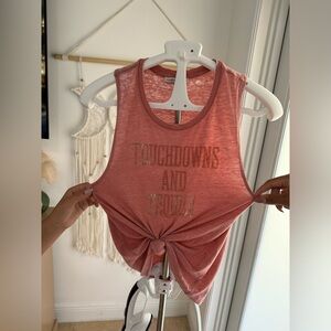 Rose pink “touch downs & tequila” muscle tank
